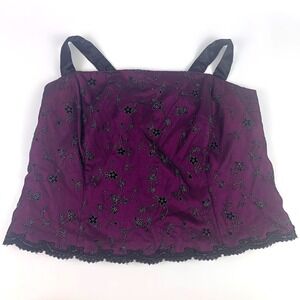 VTG Blondie Nites by Jazlene Pink and Black Velvet Floral Lace Bustier Sz L READ